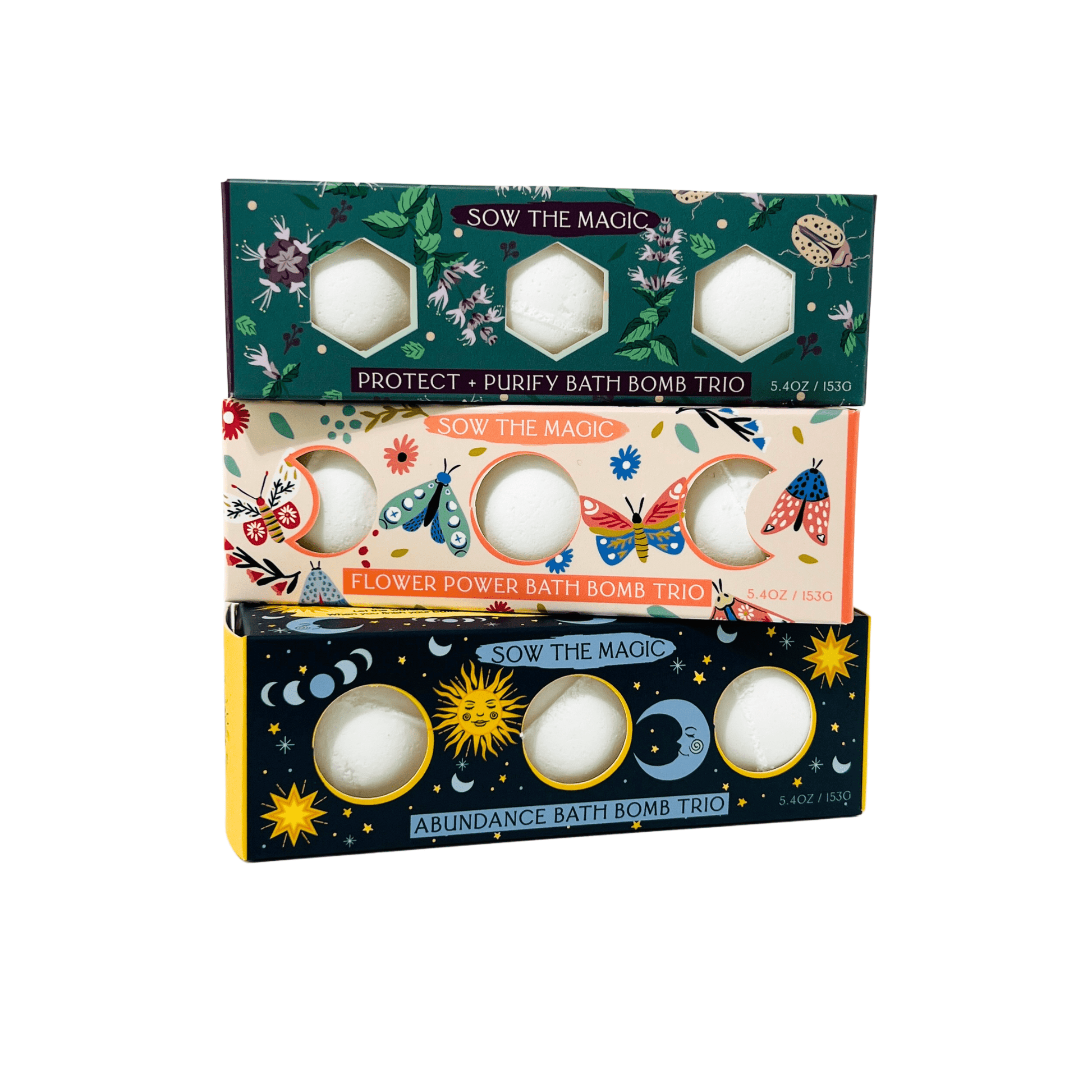 Moon Phase Protect + Purify Bath Bomb Trio - The House of Botanicals