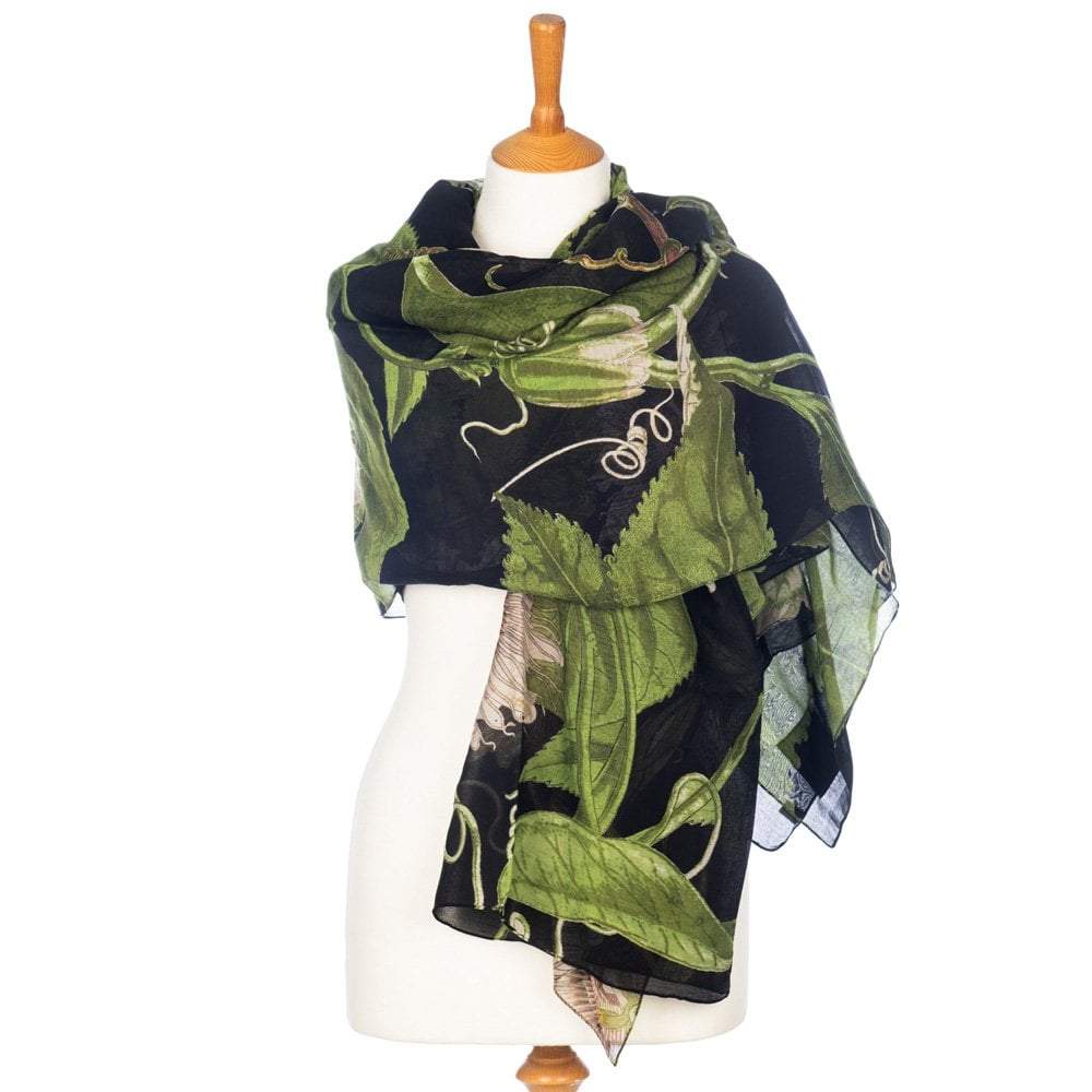 Black Passionflower Scarf - The House of Botanicals